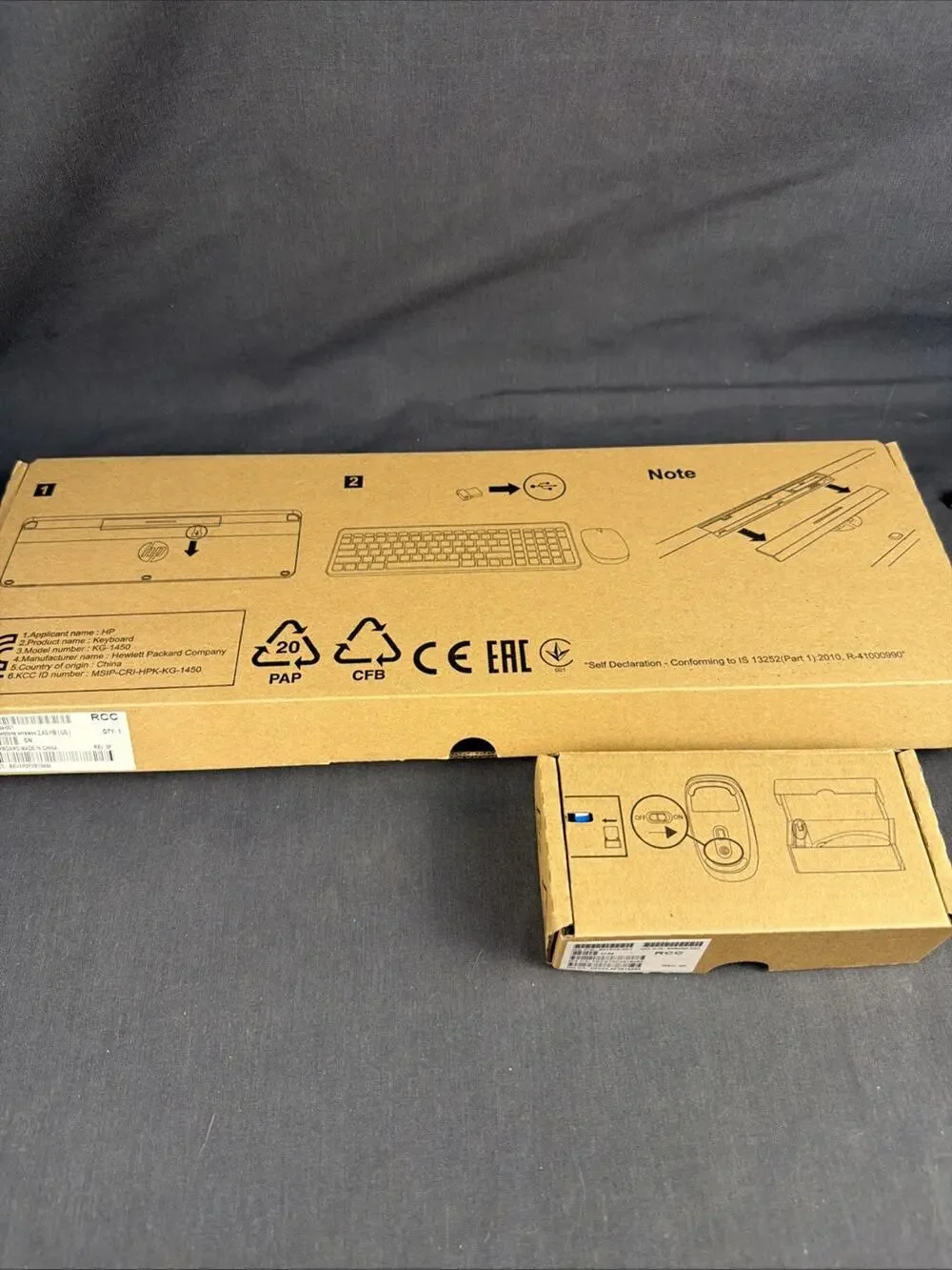 HP KG-1450 / MG-1451 wireless keyboard and mouse WITH dongle.